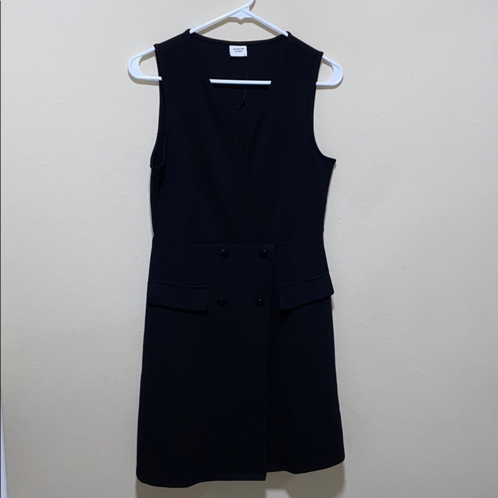 Sleeveless wrap Pinafore dress in black